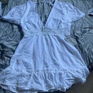 WHITE OPEN BACK MINI DRESS